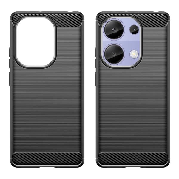 Xiaomi Redmi Note 13 Pro (4G)   Poco M6 Pro Brushed Carbon Fiber Fleksibelt Plastik Cover - Sort Online Hot Sale