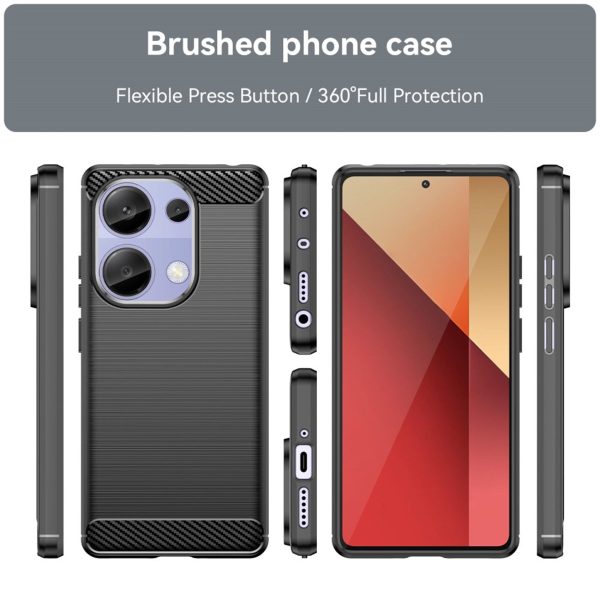 Xiaomi Redmi Note 13 Pro (4G)   Poco M6 Pro Brushed Carbon Fiber Fleksibelt Plastik Cover - Sort Online Hot Sale