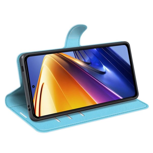 Xiaomi Poco F4 GT Litchi Læder Cover m. Pung - Lyseblå Online Sale