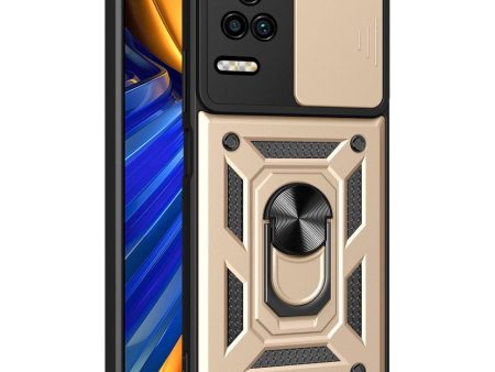 Xiaomi Poco F4 Håndværker Cover m. Magnetisk Kickstand & Cam Slider - Guld For Discount