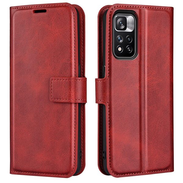 Xiaomi Redmi Note 11 Pro+ (Plus) Læder Cover m. Kortholder & Magnetisk Luk - Rød For Discount