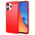 Xiaomi Redmi 12 (4G)   12 (5G)   Poco M6 Pro (5G) Brushed Carbon Fiber Fleksibelt Plastik Cover - Rød For Cheap