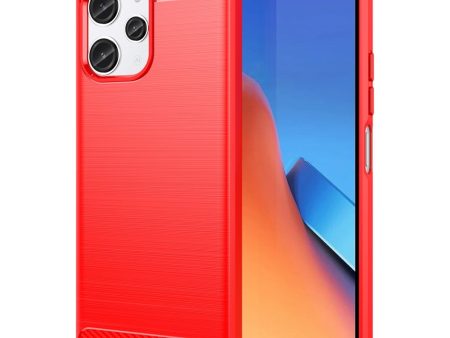 Xiaomi Redmi 12 (4G)   12 (5G)   Poco M6 Pro (5G) Brushed Carbon Fiber Fleksibelt Plastik Cover - Rød For Cheap