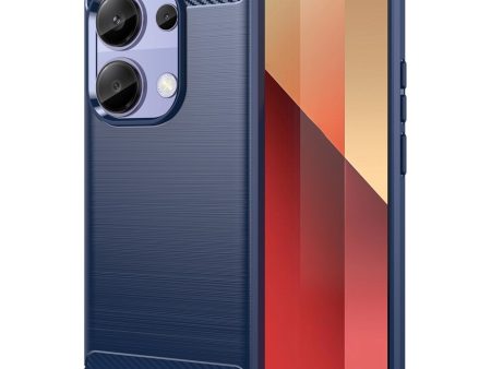 Xiaomi Redmi Note 13 Pro (4G)   Poco M6 Pro Brushed Carbon Fiber Fleksibelt Plastik Cover - Blå Online