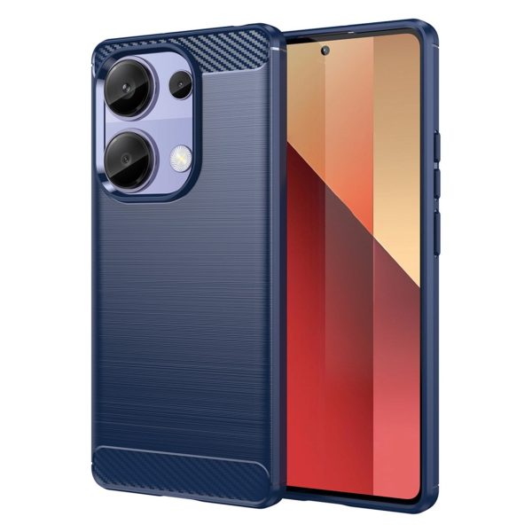 Xiaomi Redmi Note 13 Pro (4G)   Poco M6 Pro Brushed Carbon Fiber Fleksibelt Plastik Cover - Blå Online