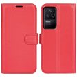 Xiaomi Poco F4 Litchi Læder Cover m. Pung - Rød For Cheap