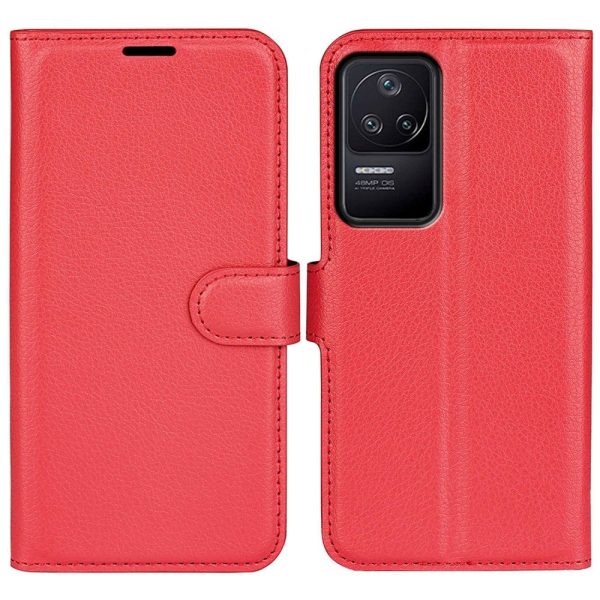 Xiaomi Poco F4 Litchi Læder Cover m. Pung - Rød For Cheap