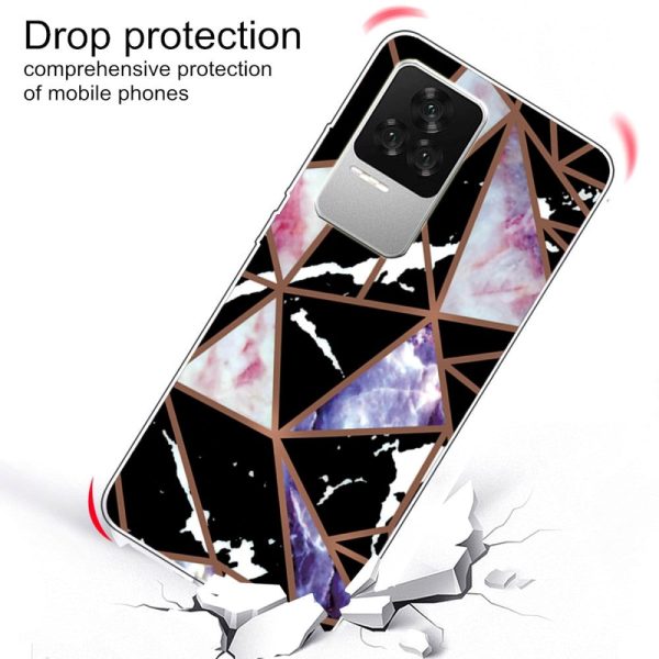 Xiaomi Poco F4 Fleksibelt Plastik Cover - Sort Marmor For Cheap