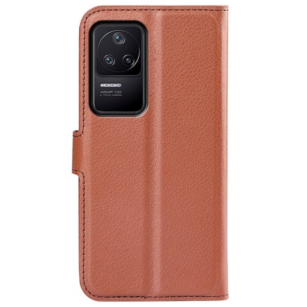 Xiaomi Poco F4 Litchi Læder Cover m. Pung - Brun For Cheap