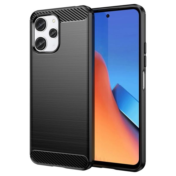 Xiaomi Redmi 12 (4G)   12 (5G)   Poco M6 Pro (5G) Brushed Carbon Fiber Fleksibelt Plastik Cover - Sort Hot on Sale