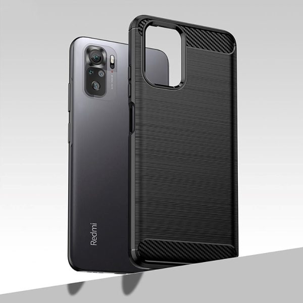 Xiaomi Redmi Note 10 5G Tech-Protect Fleksibelt Plastik Carbon Cover - Sort Discount