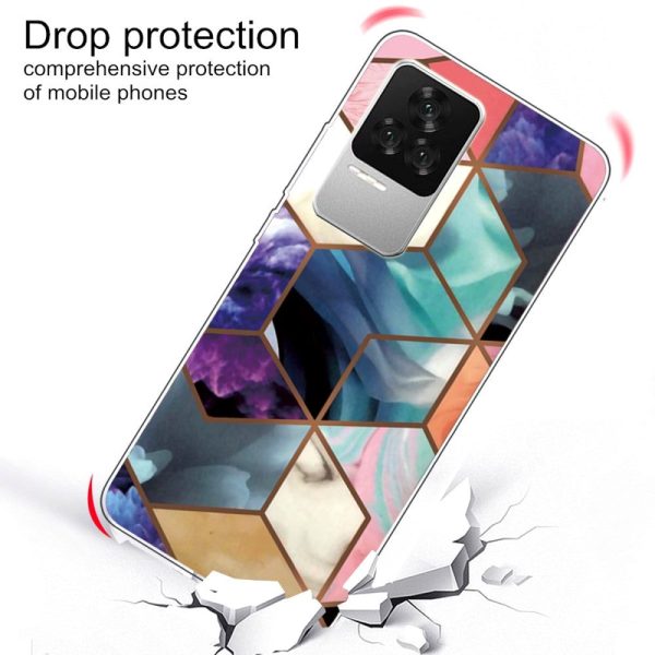 Xiaomi Poco F4 Fleksibelt Plastik Cover - Farverig Marmor Fashion