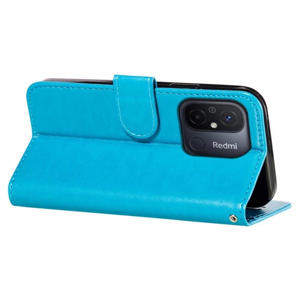 Xiaomi Redmi 12C Læder Cover m. Pung og Strop - Blå Online Hot Sale