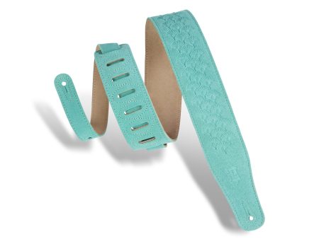 Levy s MS26DE Dandelion Emboss Guitar Strap - 2.5  (Seafoam Suede) Online now