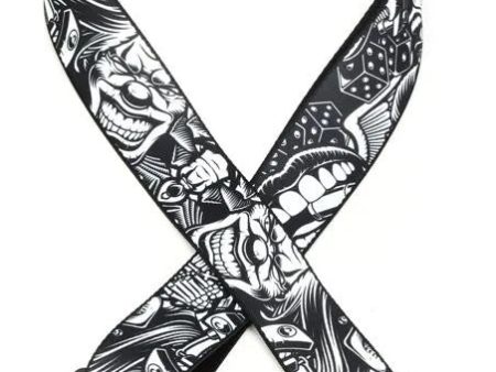 Levy s MP2TAT Poly Tattoo Guitar Strap - 2  (Black White Clowns) Fashion