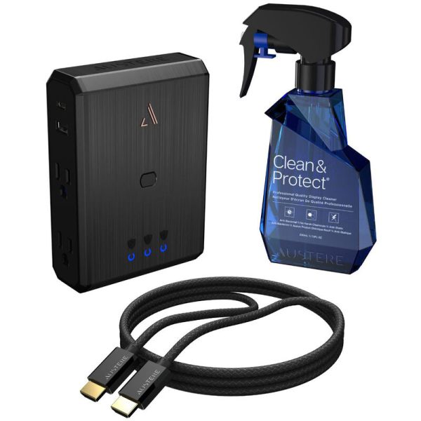 Austere 3S-COL4-2.5M Surge Protector, 2.5m HDMI Cable and Screen Cleaner Supply