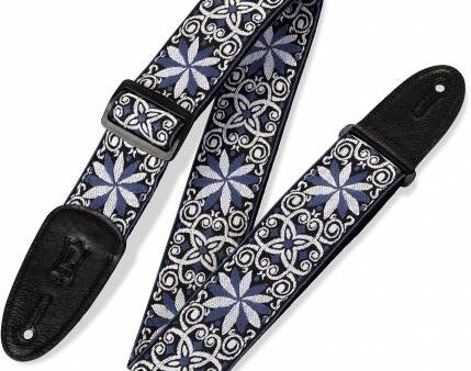 Levys M8HT-10 60 s Hootenanny Jacquard Weave Guitar Strap - 2  (Blue-White Pattern) Discount