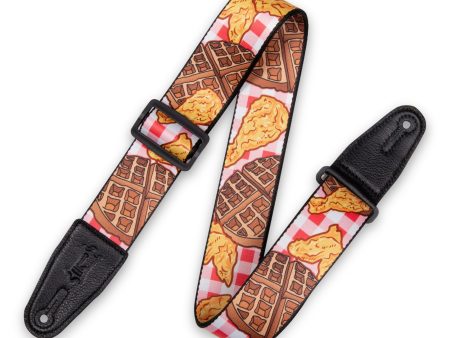 Levy s MPD2-118  Polyester Guitar Strap - 2  (Chicken & Waffles Motif) on Sale