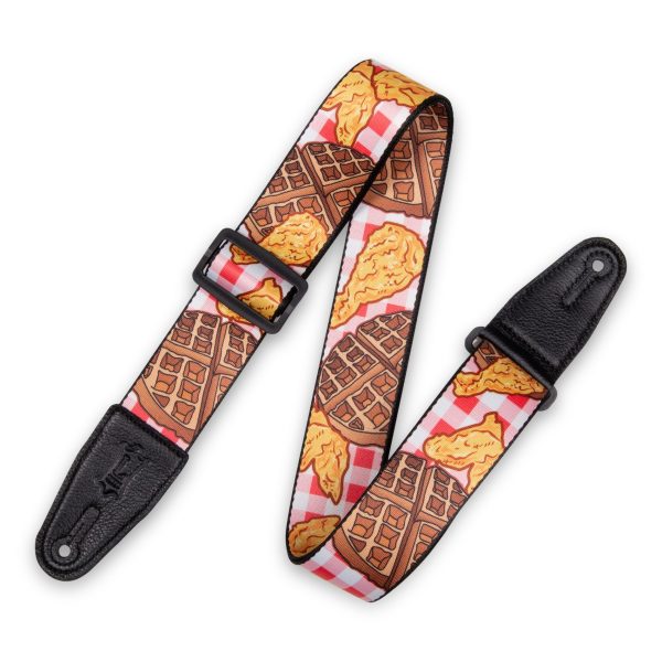 Levy s MPD2-118  Polyester Guitar Strap - 2  (Chicken & Waffles Motif) on Sale