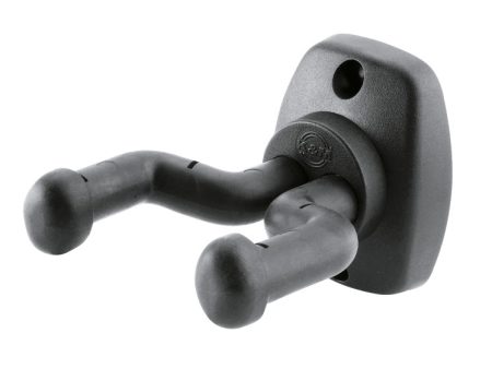 K&M 16250 Wall Mount Guitar Hook Front Facing Yoke (Black) Supply