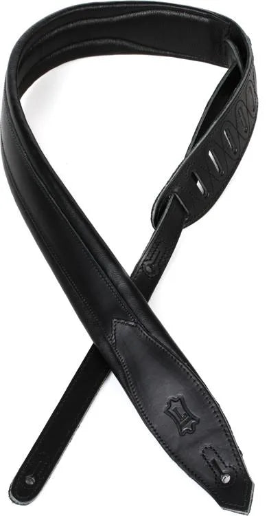 Levy s MSS80 Two-Tone Boutique Series Leather Guitar Strap - 2  (Black on Black) Online Hot Sale