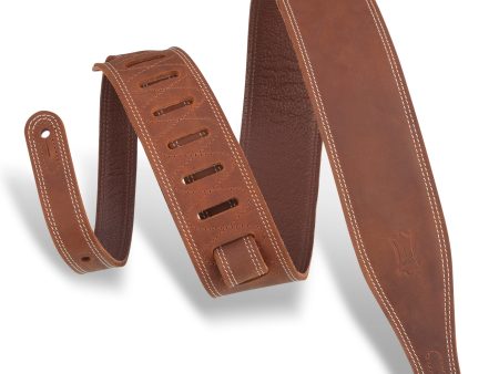 Levy s M17BDS Butter Double Stitch Guitar Strap - 2.5  (Brown) For Sale