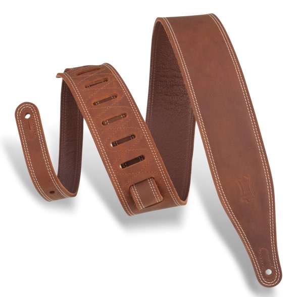 Levy s M17BDS Butter Double Stitch Guitar Strap - 2.5  (Brown) For Sale