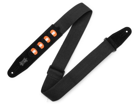 Levy s MC2PH-BLK Black Cotton Pick Holder Guitar Strap Hot on Sale