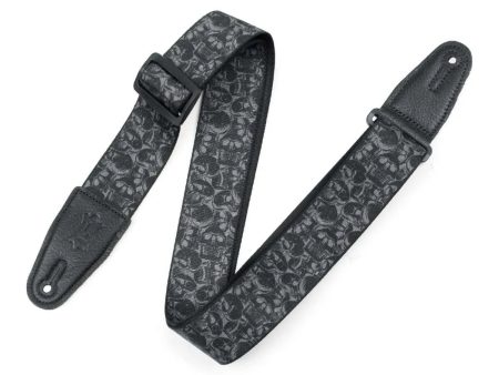 Levy s MPD2-111 Polyester Guitar Strap - 2  (Black & Grey Skulls Motif) Fashion