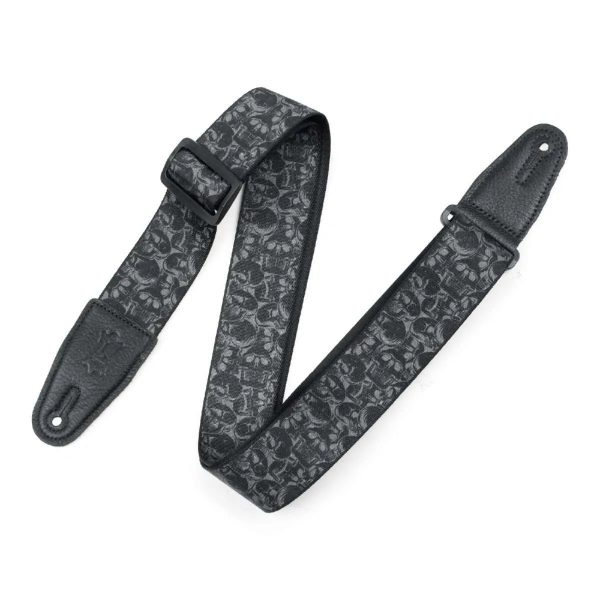 Levy s MPD2-111 Polyester Guitar Strap - 2  (Black & Grey Skulls Motif) Fashion