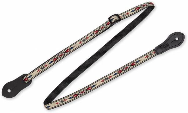 Levy s MJ19UKE-003 Jacquard Weave Mandolin Ukulele Strap (Beige Red Blue Design) Online Hot Sale