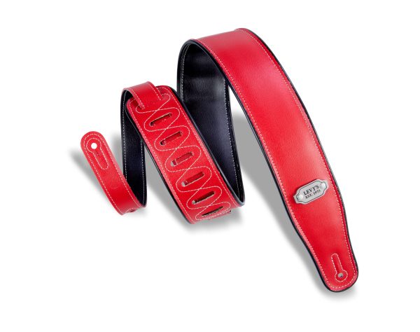 Levy s M26VP Reversible Vinyl Guitar Strap - 2 3 4  (Red & Black) Discount