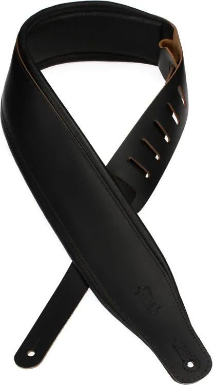 Levy s M26PD Top Grain Leather Guitar Strap - 3  (Black) Sale