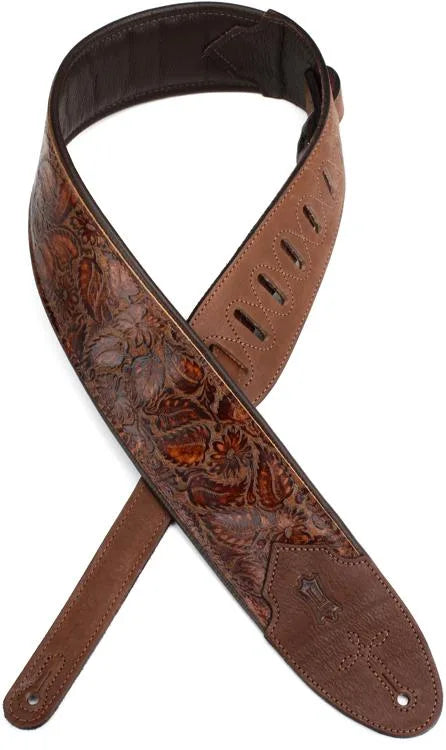 Levy s M4WP-006 Wide Embossed Leather Guitar Strap - 3  (Sundance Line Geranium Whiskey) Cheap